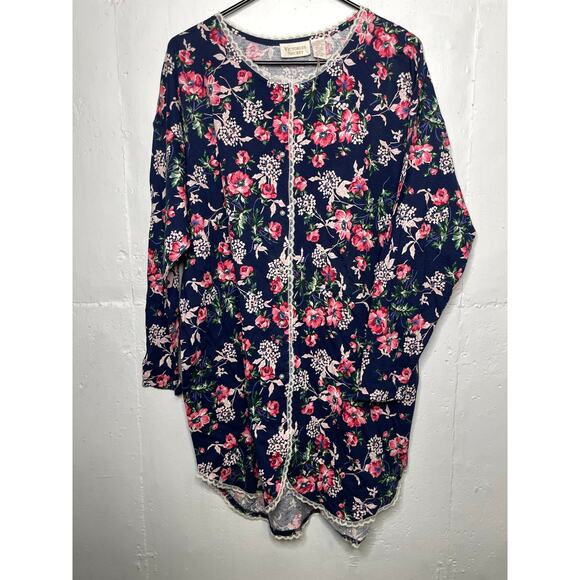 NEW DEADSTOCK GOLD LABEL Victorias Secret Sleep Dress Floral M/L 100% Cotton - Picture 1 of 9